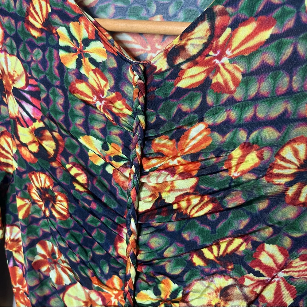 Ulla Johnson Evergreen Floral Mixed Print Ricci Long Sleeve Printed Jersey Top - Picture 10 of 11